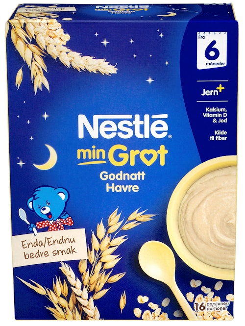 Bilde: © Nestlé / Kolonial.no Nestlé Min Grøt God Natt Havre Fra 6 mnd, 480 g