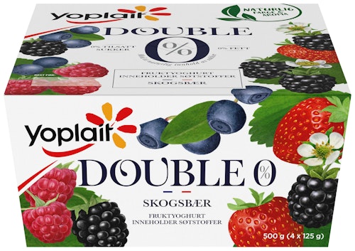 Bilde: © Fjordland / Oda Fjordland Yoplait Double 00% Skogsbær 4x125g
