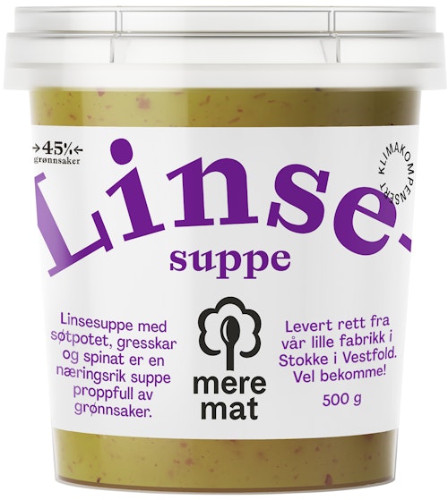 Bilde: © Mere Mat / Oda Mere Mat Suppe med Linser, Søtpotet, Gresskar og Spinat 500 g