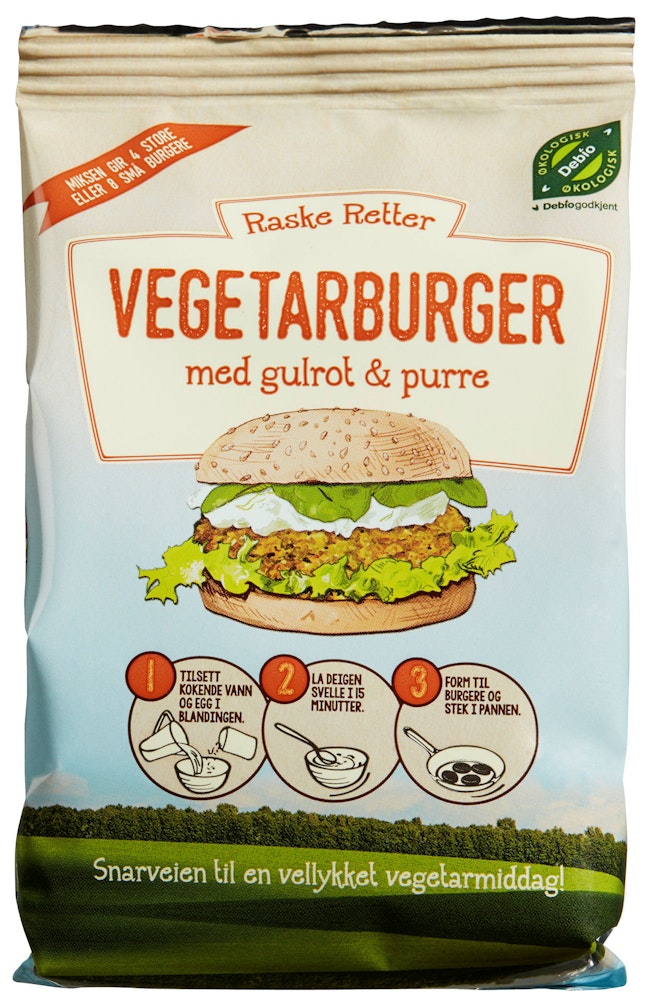 Raske Retter Vegetarburger med Gulrot & Purre Miks til 4 burgere, Økologisk