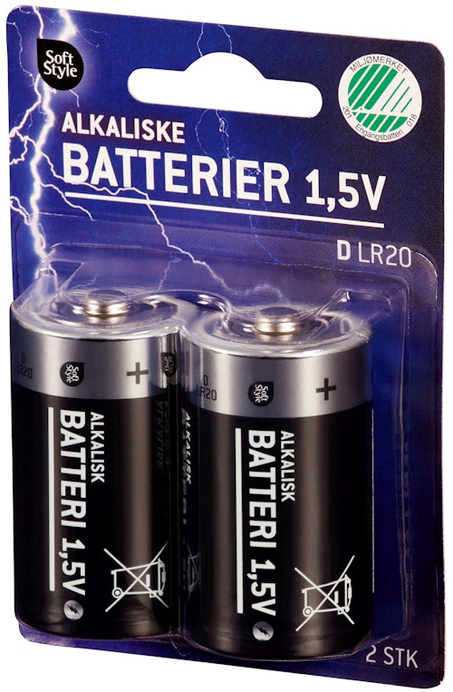 Bilde: © Soft Style / Kolonial.no Soft Style Batterier 1,5v D Alkaliske, 2 stk