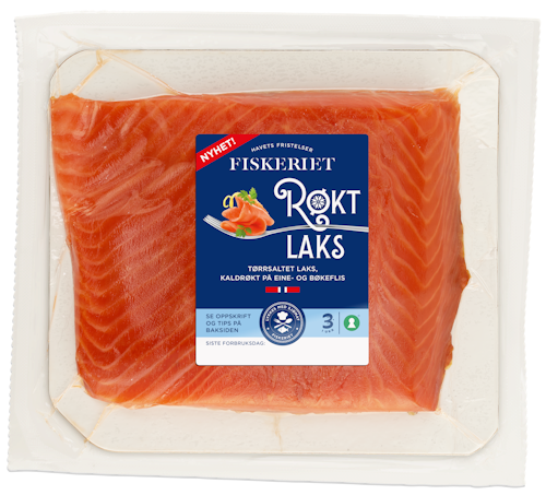 Bilde: © Fiskeriet / Kolonial.no Fiskeriet Røkt Laks ca. 350 g