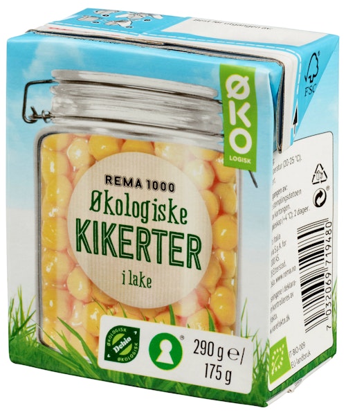 Bilde: © REMA 1000 / Kolonial.no REMA 1000 Økologiske Kikerter 290 g