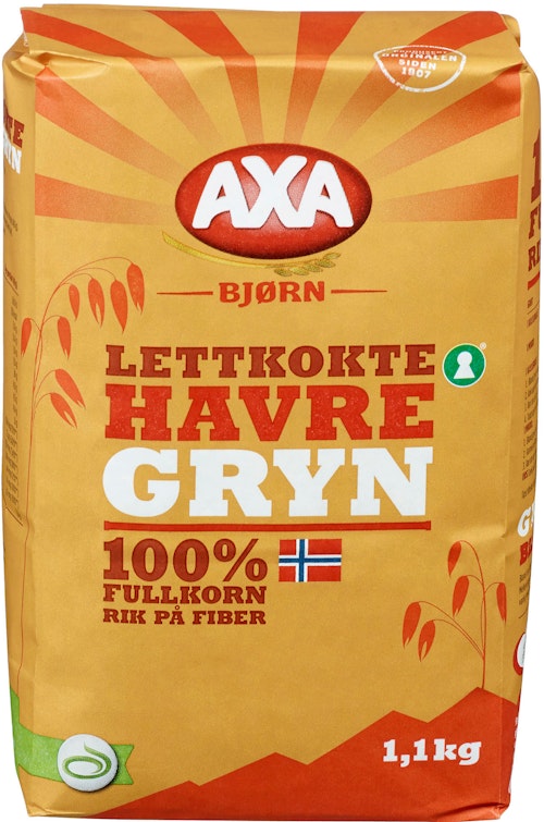 Bilde: © AXA / Kolonial.no AXA Bjørn Havregryn Lettkokte, Original, 1,1 kg