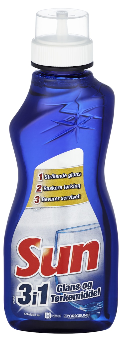 Bilde: © Sun / Kolonial.no Sun Sun 3i1 Glans og Tørkemiddel Maskinvask, 350 ml