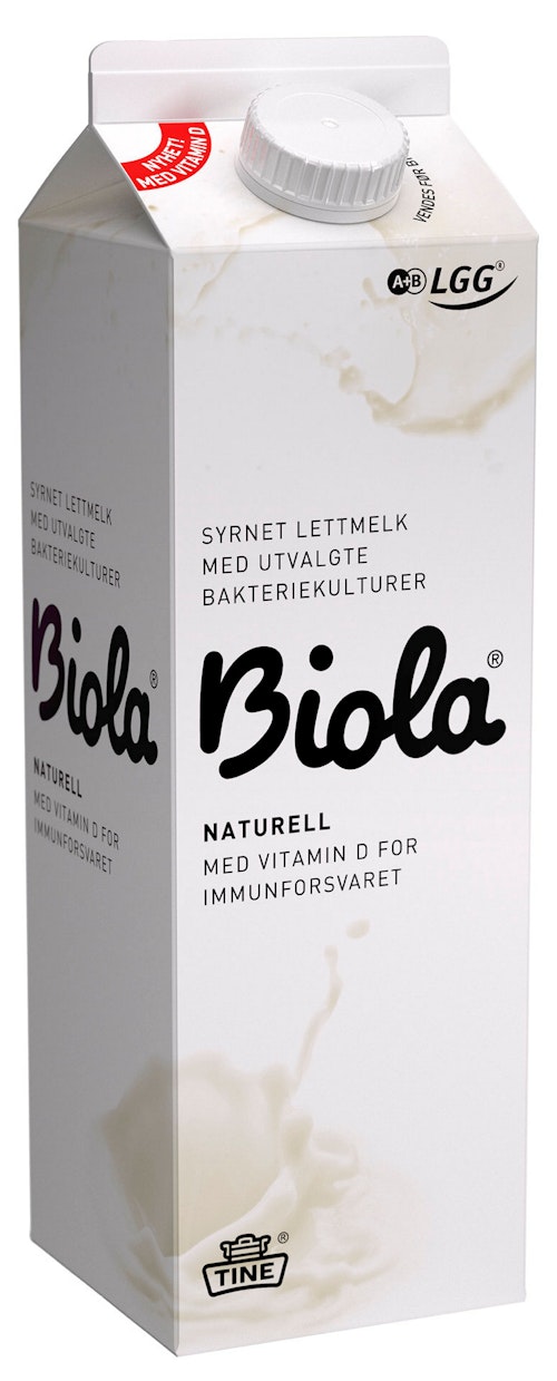 Bilde: © Tine / Kolonial.no Tine Biola Syrnet Lettmelk, 1 l