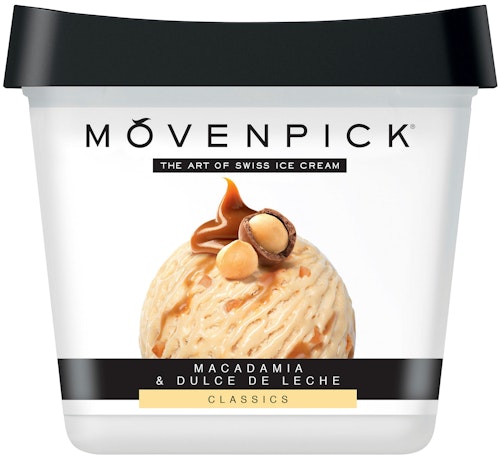 Bilde: © Mövenpick / Kolonial.no Mövenpick Macadamia Dulce de Leche 0,9 l