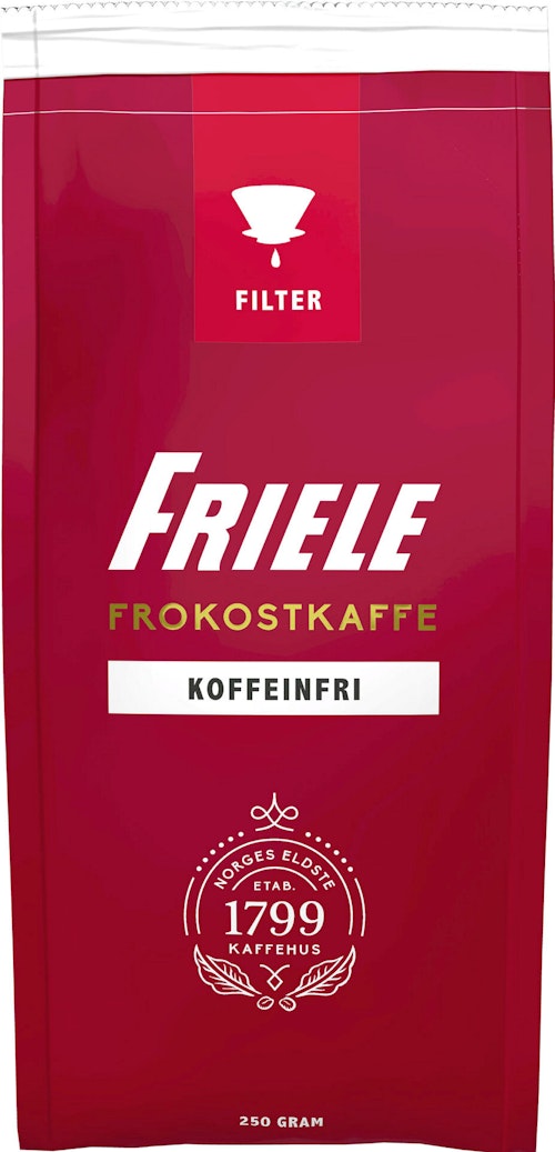 Bilde: © Friele / Kolonial.no Friele Frokostkaffe Koffeinfri Filtermalt, 250 g