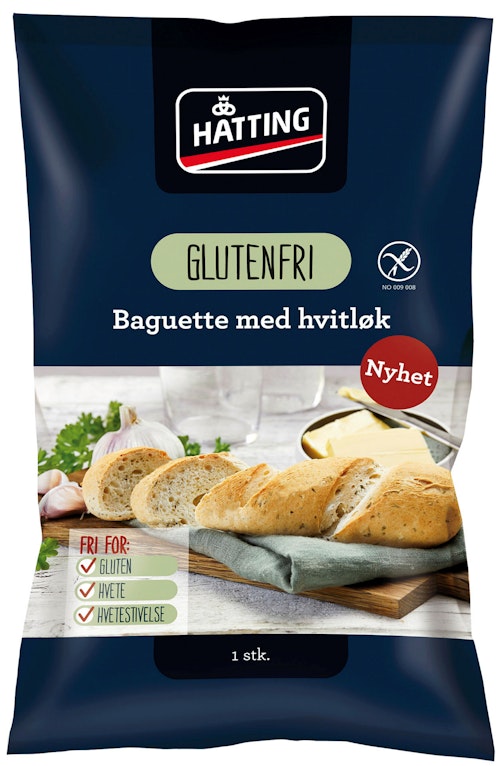 Bilde: © Hatting / Kolonial.no Hatting Glutenfri Baguette med Hvitløk 105 g