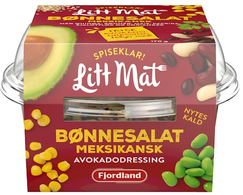 Bilde: © Fjordland / Kolonial.no Fjordland Litt Mat Bønnesalat Med avokadodressing, 170 g
