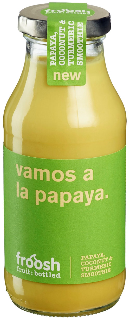 Bilde: © Froosh / Kolonial.no Froosh Smoothie Kokosmelk, Papaya & Gurkemeie 250 ml