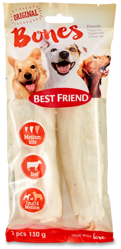 Bilde: © Best Friend / Kolonial.no Best Friend Tyggeben Bigbite Hvit Rull Medium, 2 stk, 130 g