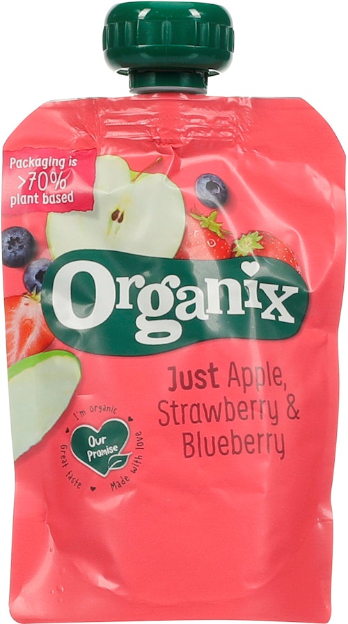 Organix Just Apple Strawberry & Blueberry 6 mnd, 100 g