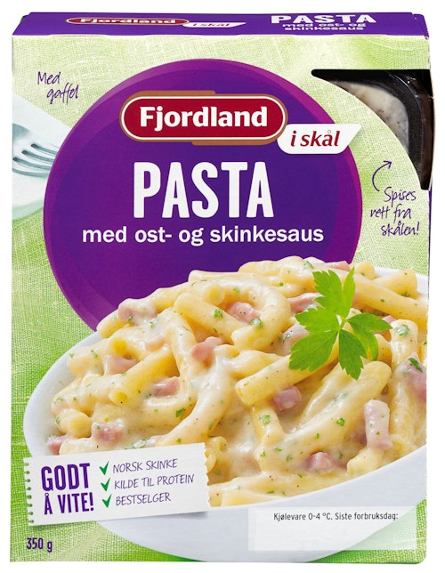Bilde: © Fjordland / Kolonial.no Fjordland Pasta med Ost & Skinkesaus 350 g
