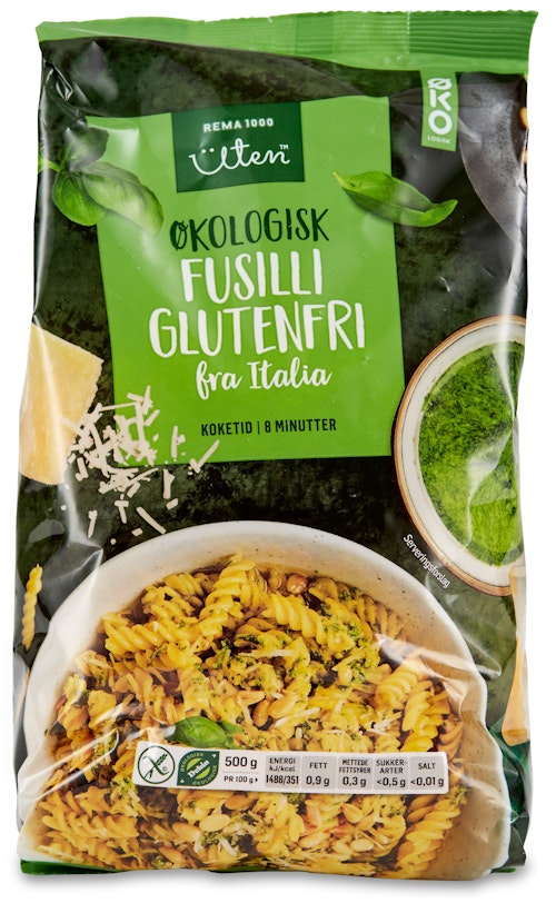 Bilde: © REMA 1000 / Kolonial.no REMA 1000 Fusilli Uten Glutenfri Økologisk, 500 g