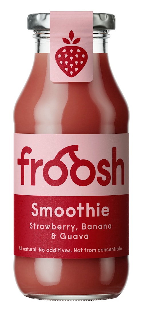 Bilde: © Froosh / Oda Froosh Smoothie Jordbær, Banan & Guava 250 ml