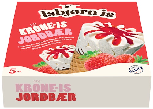 Bilde: © Isbjørn Is / Oda Isbjørn Is Krone-Is Jordbær 5 stk, 640 ml