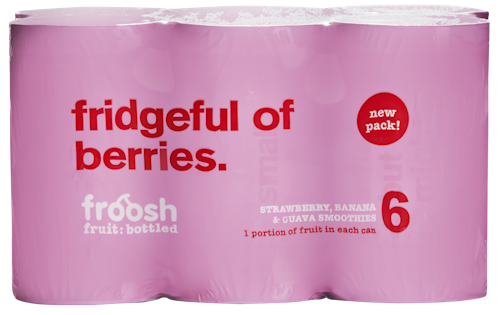 Bilde: © Froosh / Kolonial.no Froosh Smoothie Jordbær, Banan & Guava 6 x 150ml, 900 ml