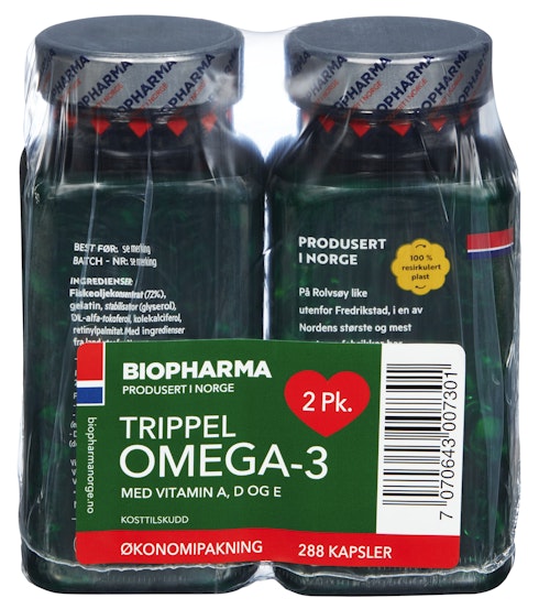Bilde: © Biopharma / Oda Biopharma Trippel Omega-3 2 pk, 288 stk