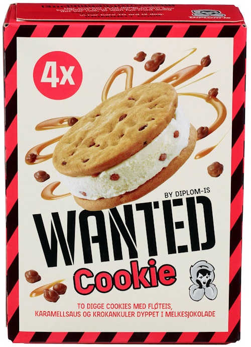 Bilde: © Diplom-Is / Kolonial.no Diplom-Is Wanted Cookie 4 stk, 400 g