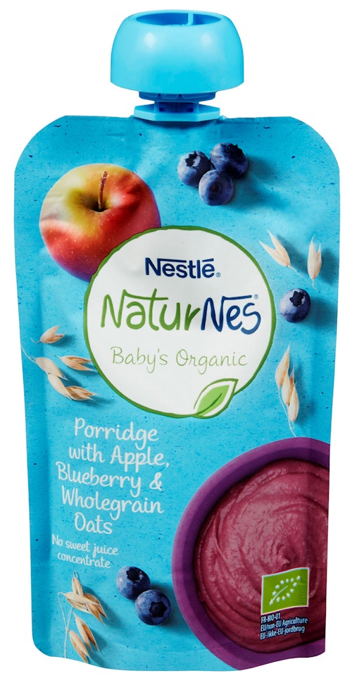 Bilde: © Nestlé / Oda Nestlé Grøt Eple Blåbæsmoothie Økologisk, fra 6 mnd, 110 g