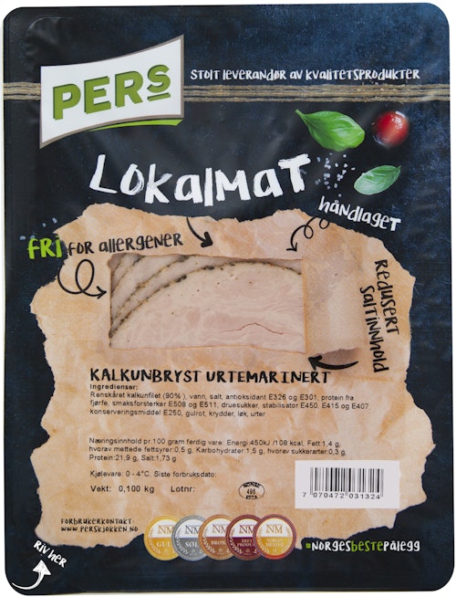Bilde: © Pers Kjøkken / Kolonial.no Pers Kjøkken Urtemarinert Kalkunbryst 100 g