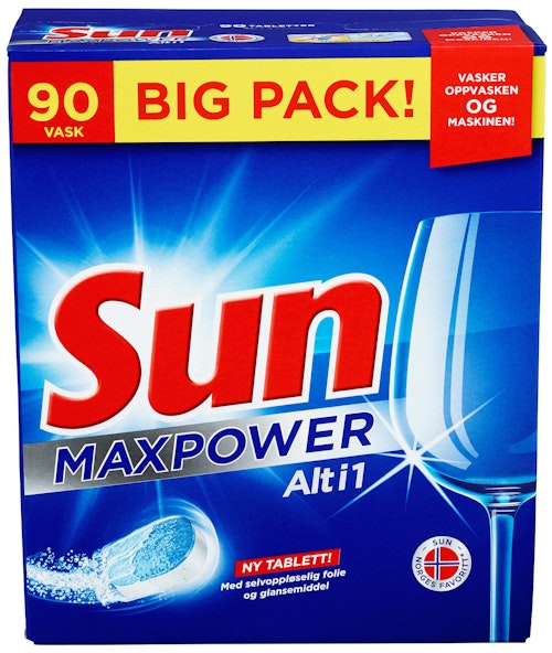 Bilde: © Sun / Kolonial.no Sun Sun Maxpower Alt I 1 Megapakke, 90 stk