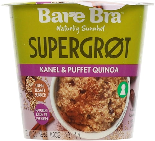 Bilde: © Bare Bra / Kolonial.no Bare Bra Supergrøt Kanel & Puffet Quinoa 54 g