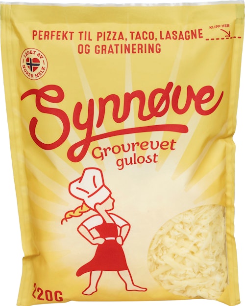 Bilde: © Synnøve / Kolonial.no Synnøve Grovrevet Gulost 220 g