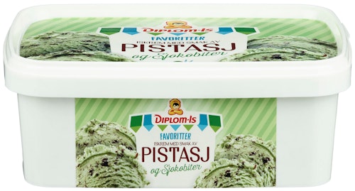 Bilde: © Diplom-Is / Kolonial.no Diplom-Is Favoritter Pistasj og Sjokobiter 1,2 l