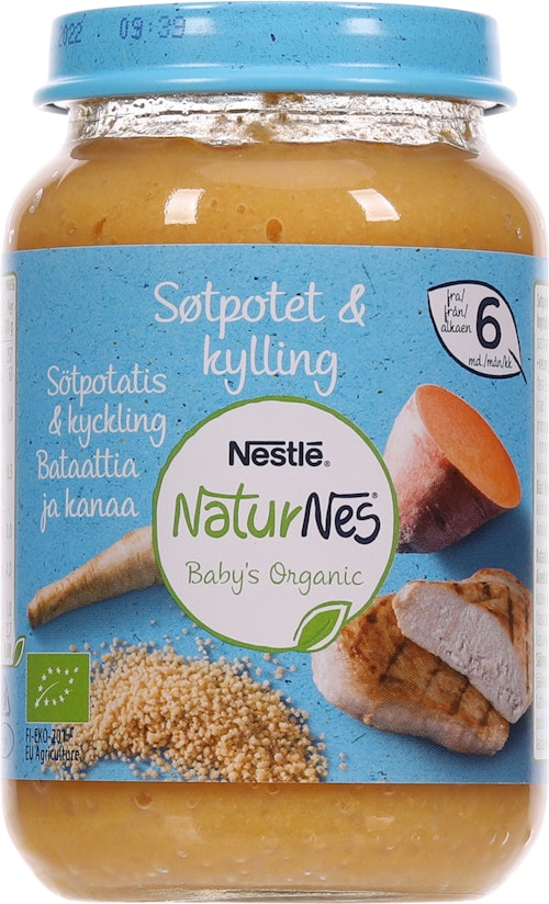 Bilde: © Nestlé / Kolonial.no Nestlé NaturNes Søtpotet & Kylling Fra 6 mnd, 190 g