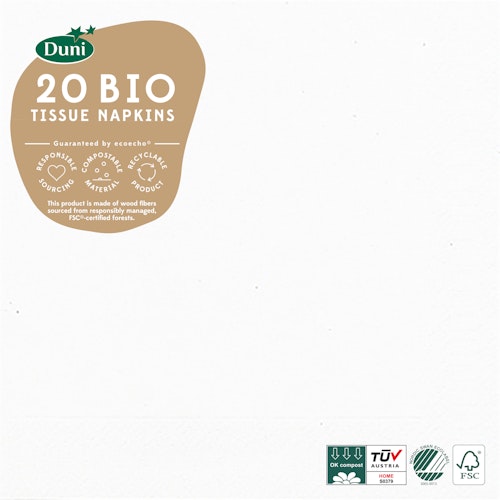 Bilde: © Duni / Oda Duni Servietter White 3 lag, 33x33cm