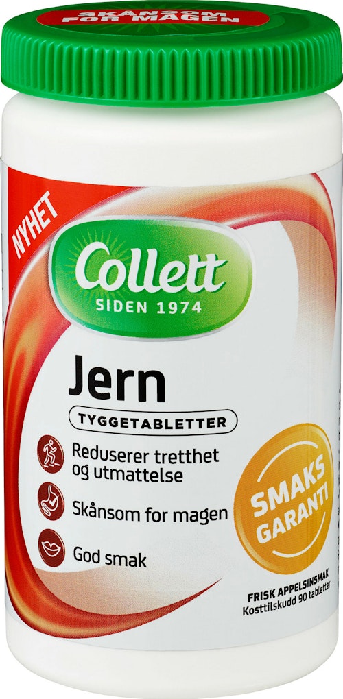 Bilde: © Collett / Kolonial.no Collett Jern Tyggetablett 90 tabletter, 1 stk
