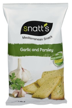 Bilde: © Snatts / Oda Snatts Brødsnacks Hvitløk og Persille, 120 g