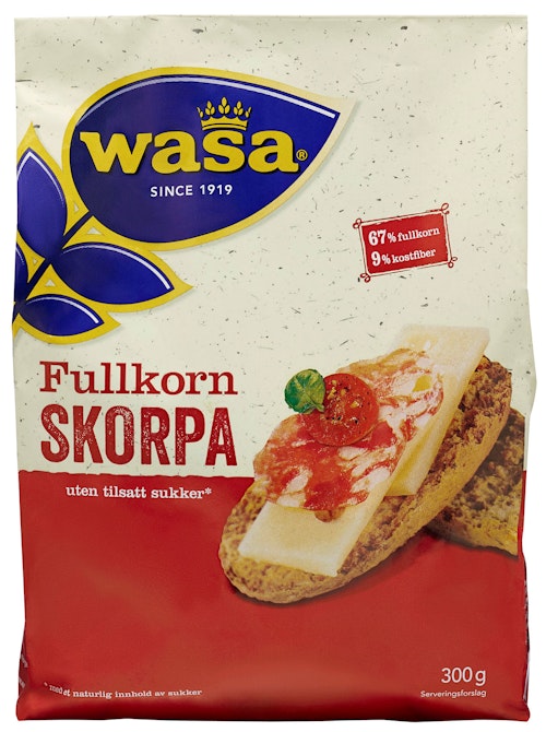Bilde: © Wasa / Oda Wasa Fullkorn Skorpe Uten Sukker 300 g