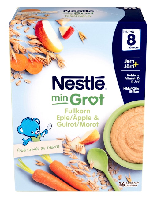 Bilde: © Nestlé / Oda Nestlé Min Grøt Fullkorn med Eple & Gulrot Fra 8 mnd