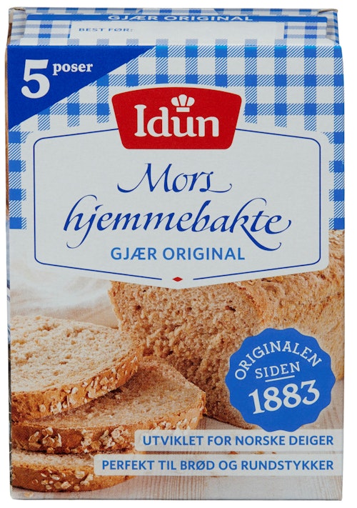 Bilde: © Idun / Kolonial.no Idun Tørrgjær Original 5 poser, 0,06 kg