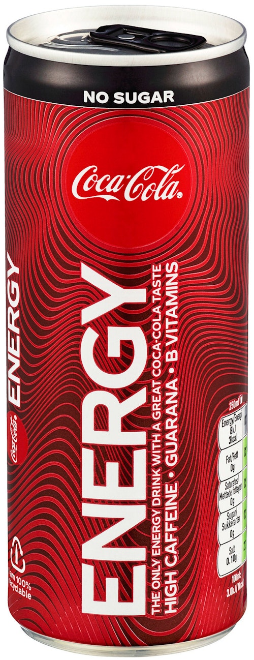 Bilde: © Coca-Cola / Kolonial.no Coca-Cola Coke Energy Uten Sukker, 0,25 l