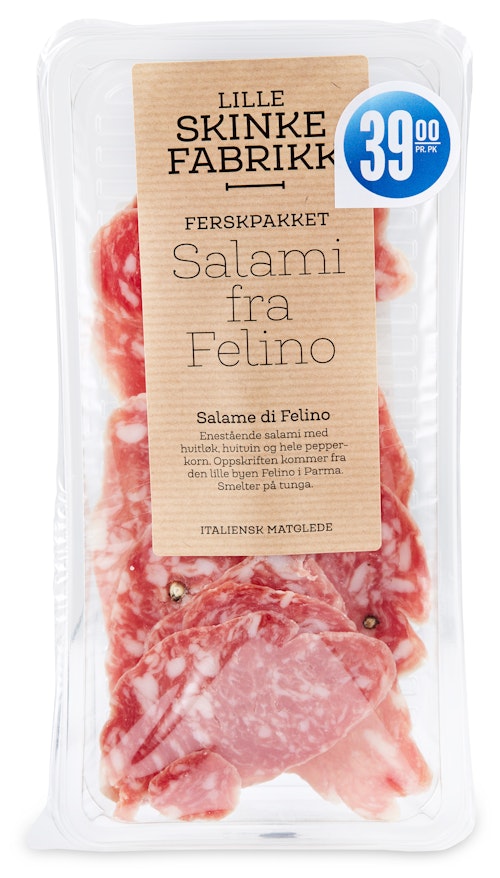 Bilde: © Lille Skinkefabrikk / Kolonial.no Lille Skinkefabrikk Salami fra Felino Speket 60 g