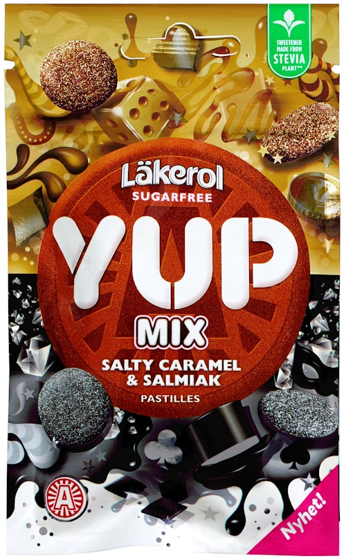 Bilde: © Läkerol / Kolonial.no Läkerol YUP Salty Caramel Salmiak Mix 30 g