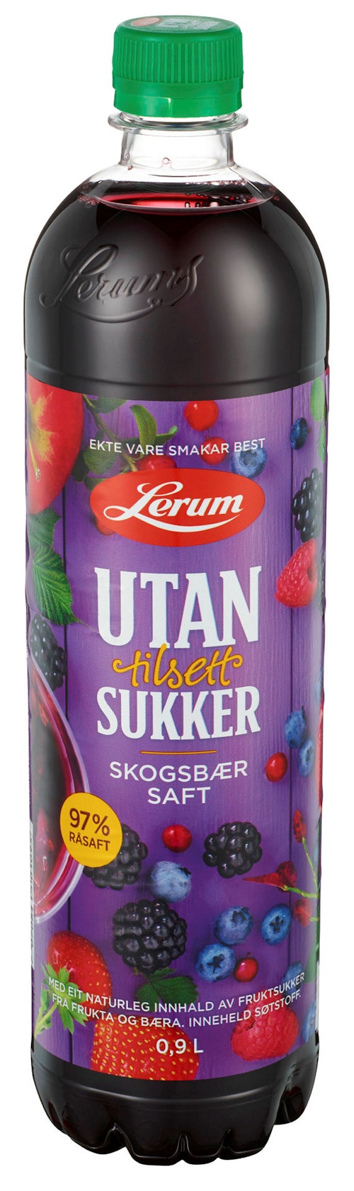 Bilde: © Lerum / Kolonial.no Lerum Skogsbærsaft Uten Tilsatt Sukker, 0,9 l