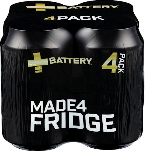 Bilde: © Battery / Kolonial.no Battery Battery Energy Drink 4 x 0,33l, 1,32 l