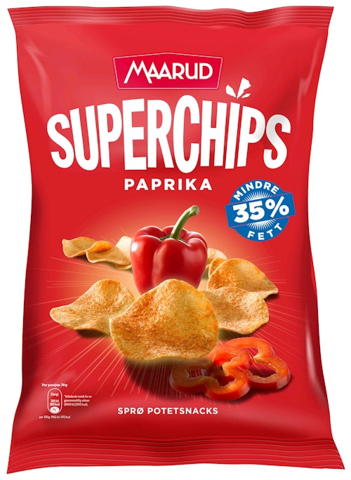 Bilde: © Maarud / Kolonial.no Maarud Superchips Paprika 135 g