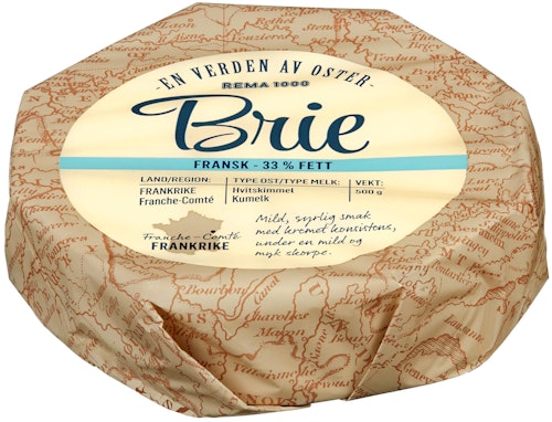 Bilde: © REMA 1000 / Kolonial.no REMA 1000 Fransk Brie En Verden av Oster, 500 g