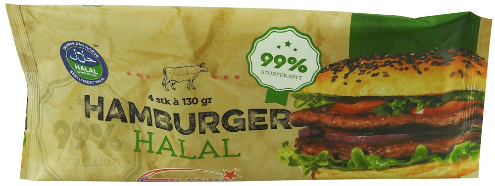 Frosne Hamburgere Halal 4 Stk, 520 g