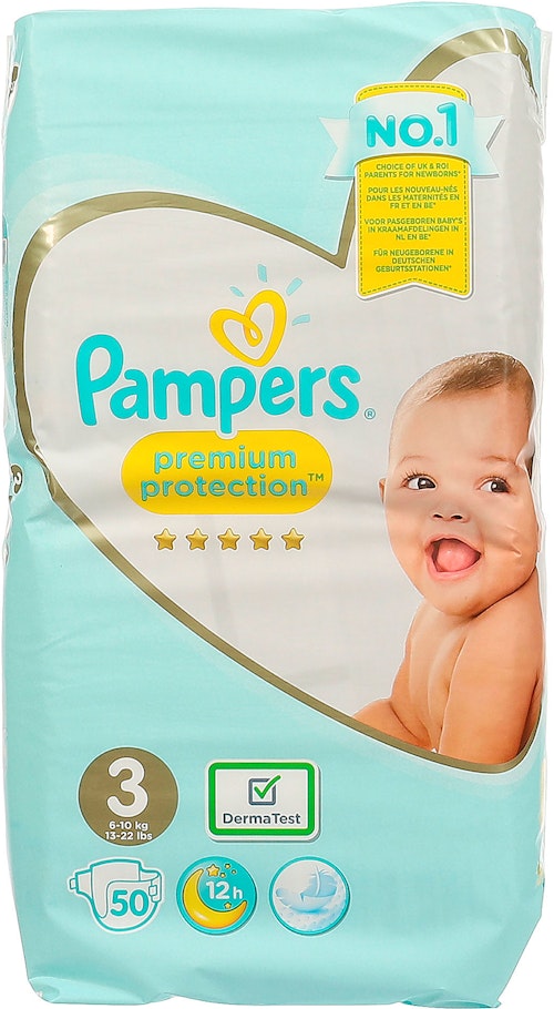 Bilde: © Pampers / Kolonial.no Pampers Bleie premium protection Str.3 6-10kg, 50 stk
