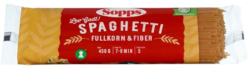 Bilde: © Sopps / Kolonial.no Sopps Spaghetti Rik På Fiber 450 g