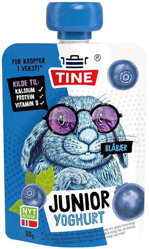 Bilde: © Tine / Kolonial.no Tine Junior Yoghurt Blåbær, 90 g