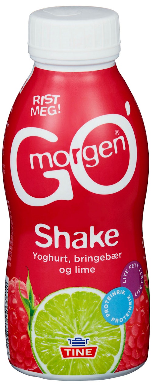 Bilde: © Tine / Kolonial.no Tine Go'morgen Shake Med Bringebær & Lime, 2,5 dl