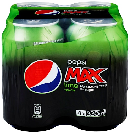 Bilde: © PepsiCo / Kolonial.no PepsiCo Pepsi Max Lime 4 x 0,33l, 1,32 l